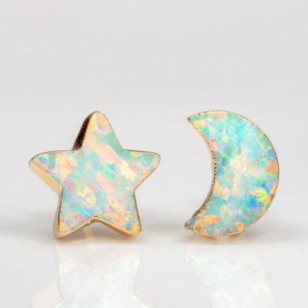 8mm online Aqua Opal Stud Earrings