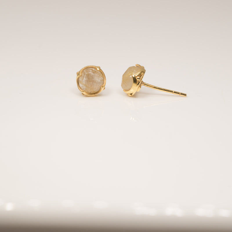 Crown Studs in Blue Chalcedony