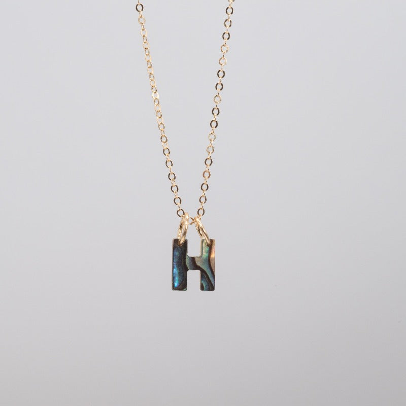 Abalone "B" letter necklace charm