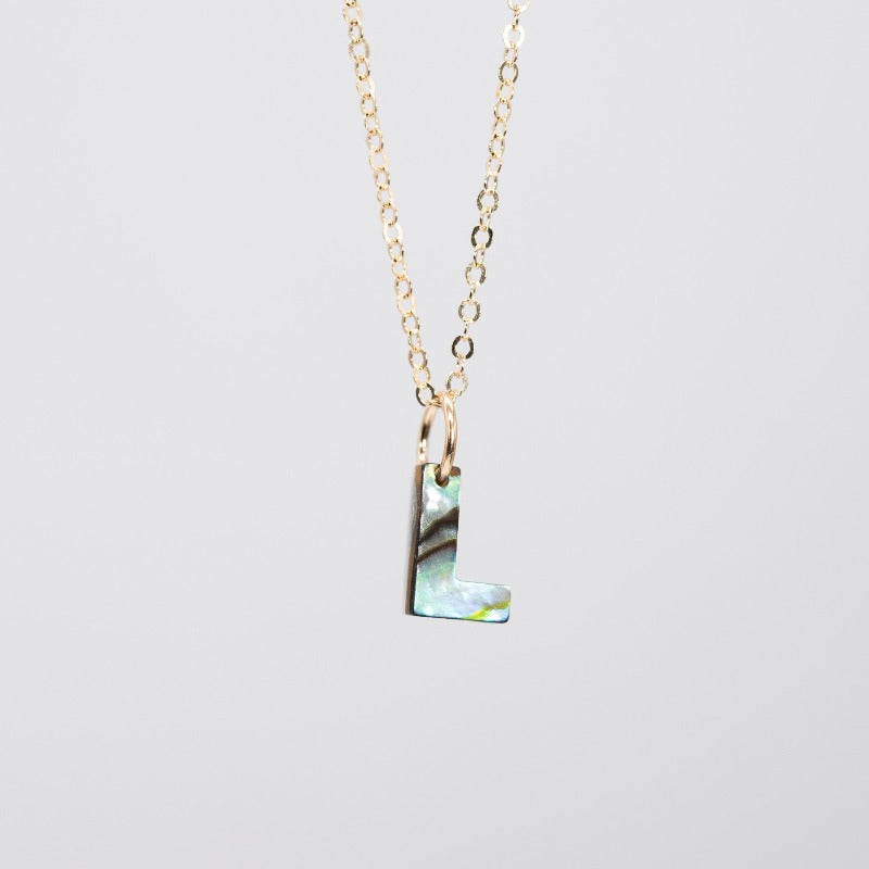 Abalone "B" letter necklace charm