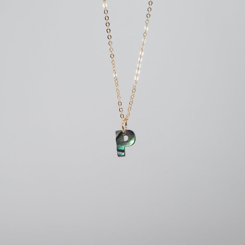 Abalone "B" letter necklace charm