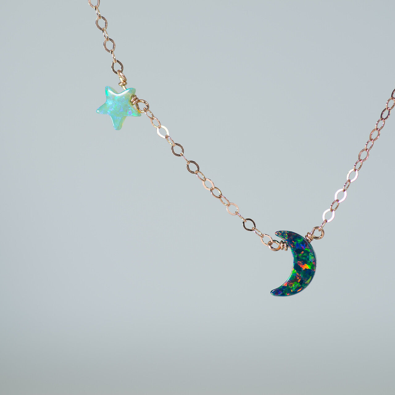 Moon and Stars Lock Necklace – Mayas Gems